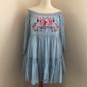 Free People Sunbeams Mini Dress XS BLUE